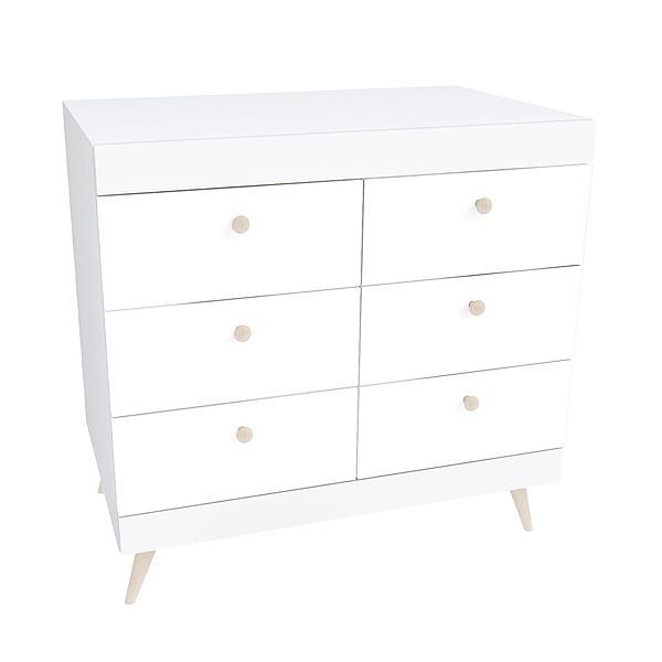 Comoda scandinava THOR 6 sertare 90x85x43 - Carcasa: PAL Alb - Fete: PAL Alb 1