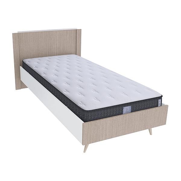 Pat single scandinav THOR 90x200 - Carcasa: PAL Alb - Fete: PAL Greige Tessea - Tablie: Netapitata