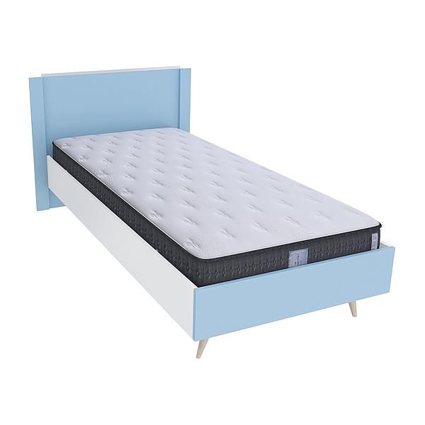 Pat single scandinav THOR 90x200 - Carcasa: PAL Alb - Fete: PAL Surf Blue - Tablie: Netapitata