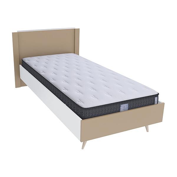 Pat single scandinav THOR 90x200 - Carcasa: PAL Alb - Fete: PAL Capucino 1 - Tablie: Netapitata