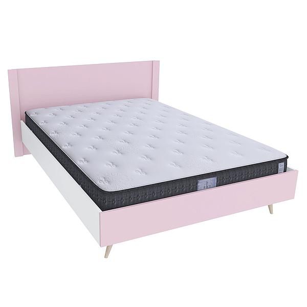 Pat dublu scandinav THOR 140x200 - Carcasa: PAL Alb - Fete: PAL Marshmallow  - Tablie: Netapitata