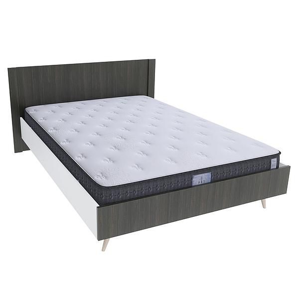 Pat dublu scandinav THOR 140x200 - Carcasa: PAL Alb - Fete: PAL Lemn Antracit 1 - Tablie: Netapitata