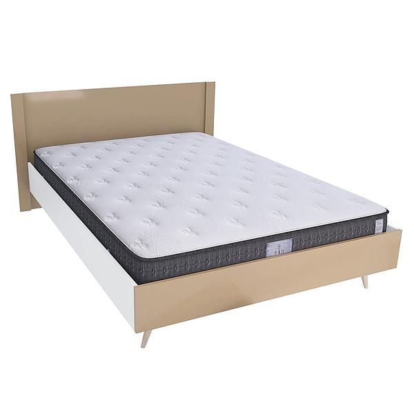 Pat dublu scandinav THOR 160x200 - Carcasa: PAL Alb - Fete: MDF Lucios Capucino - Tablie: Netapitata