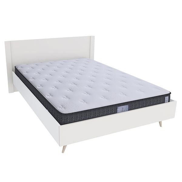 Pat dublu scandinav THOR 160x200 - Carcasa: PAL Alb - Fete: PAL Migdala 1 - Tablie: Netapitata