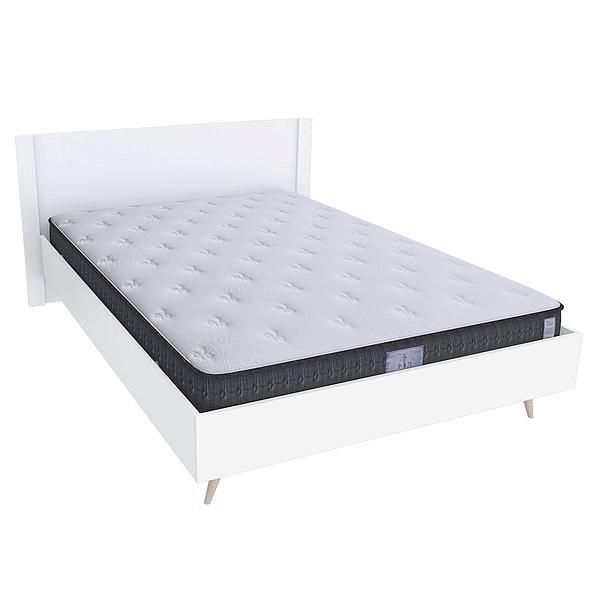 Pat dublu scandinav THOR 160x200 - Carcasa: PAL Alb - Fete: PAL Alb 1 - Tablie: Netapitata