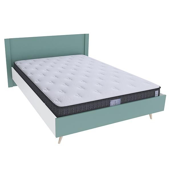 Pat dublu scandinav THOR 160x200 - Carcasa: PAL Alb - Fete: PAL Amurg - Tablie: Netapitata