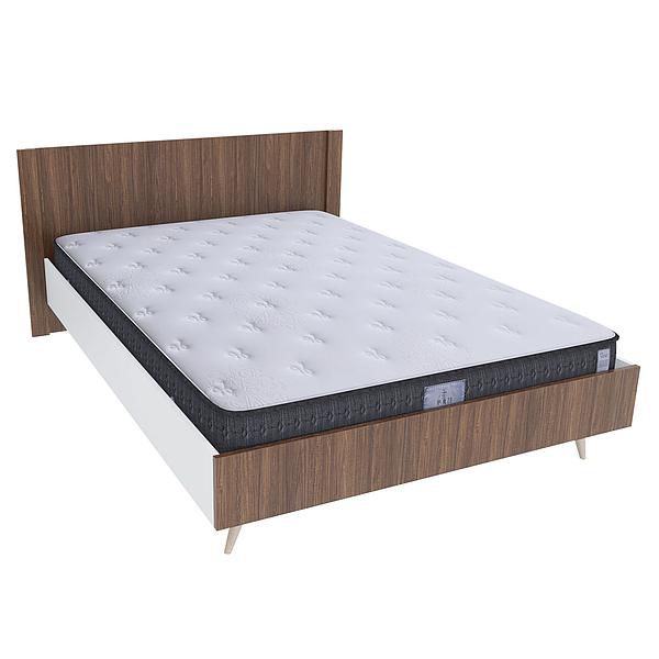 Pat dublu scandinav THOR 160x200 - Carcasa: PAL Alb - Fete: PAL Lemn Antichizat 08 - Tablie: Netapitata