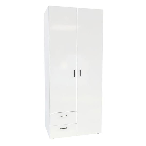 Dulap JUMBO 6 rafturi 90x211x57 - Carcasa: PAL Alb - Fete: MDF Lucios Alb