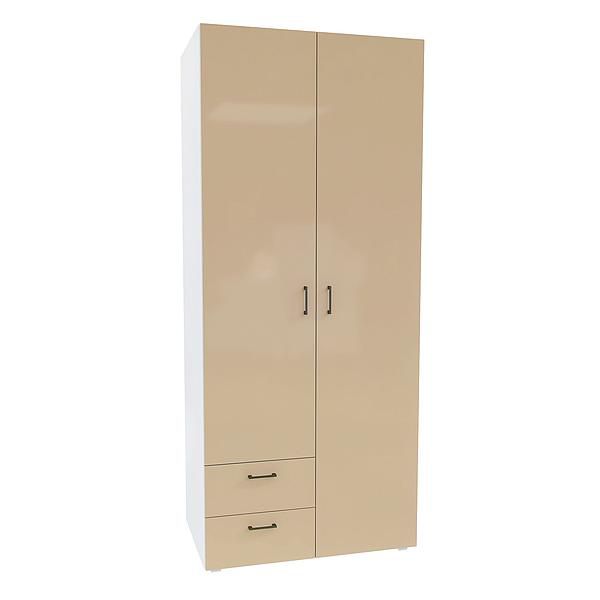 Dulap JUMBO 6 rafturi 90x211x57 - Carcasa: PAL Alb - Fete: MDF Lucios Capucino