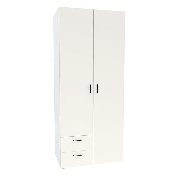 Dulap JUMBO 6 rafturi 90x211x57 - Carcasa: PAL Alb - Fete: PAL Migdala 1