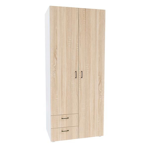 Dulap JUMBO 6 rafturi 90x211x57 - Carcasa: PAL Alb - Fete: PAL Sonoma 1