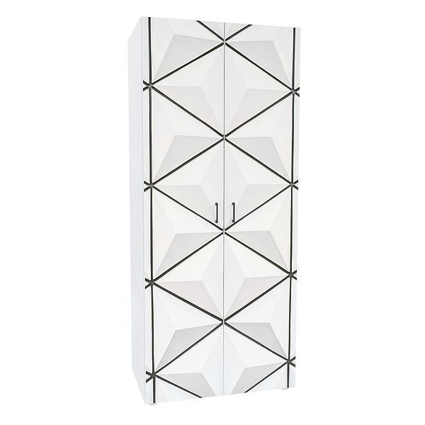 Dulap JUMBO 2 rafturi si bara de umerase 90x211x57 - Carcasa: PAL Alb - Fete: PAL Printat