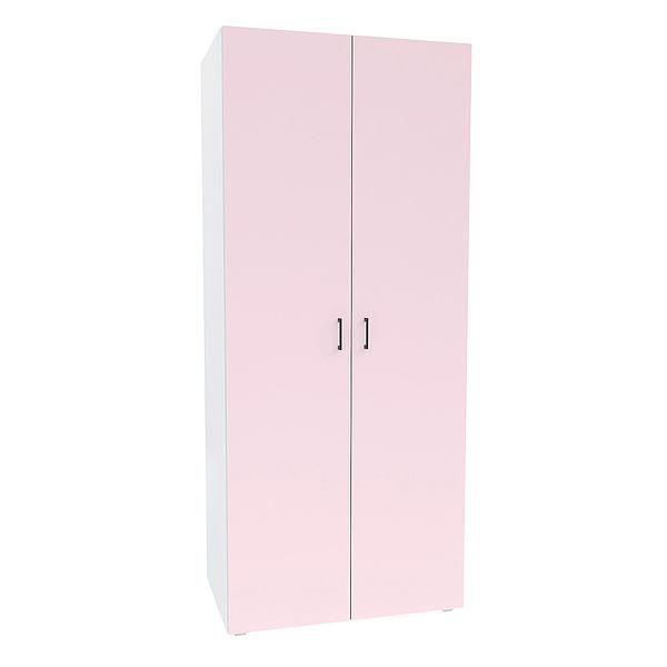 Dulap JUMBO 2 rafturi si bara de umerase 90x211x57 - Carcasa: PAL Alb - Fete: PAL Marshmallow 
