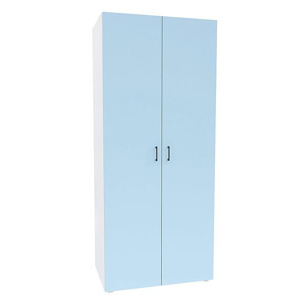 Dulap JUMBO 2 rafturi si bara de umerase 90x211x57 - Carcasa: PAL Alb - Fete: PAL Surf Blue