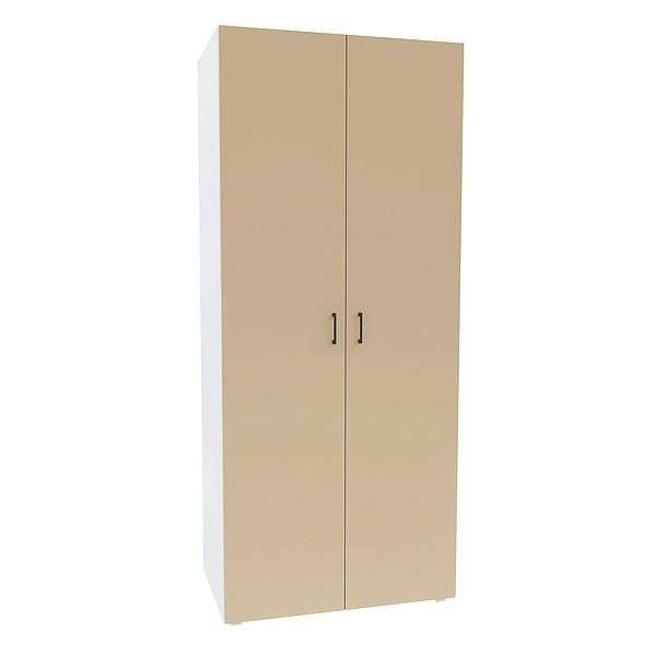 Dulap JUMBO 2 rafturi si bara de umerase 90x211x57 - Carcasa: PAL Alb - Fete: PAL Capucino 1