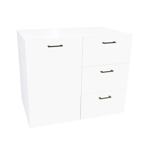 Comoda JUMBO 6 sertare 90x76x57 - Carcasa: PAL Alb - Fete: PAL Gri Piatra