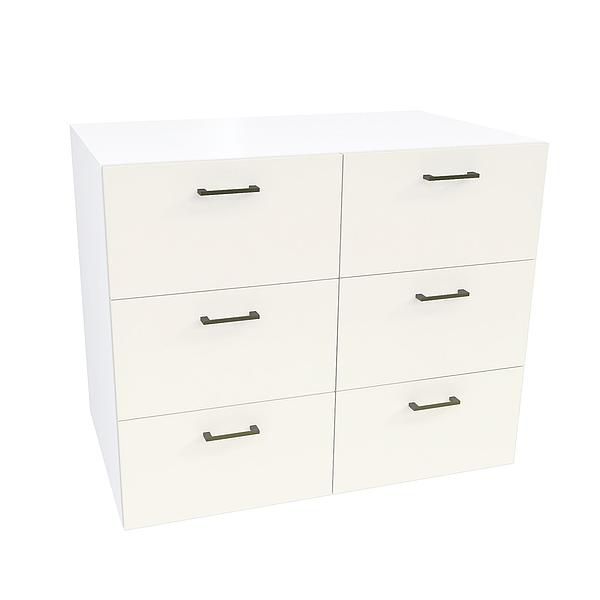 Comoda JUMBO 6 sertare 90x76x57 - Carcasa: PAL Alb - Fete: PAL Migdala 1