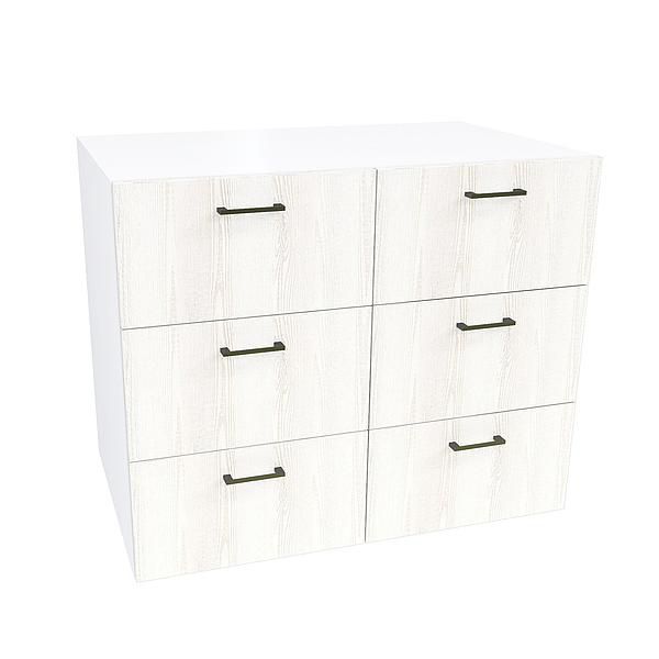 Comoda JUMBO 6 sertare 90x76x57 - Carcasa: PAL Alb - Fete: PAL Pin Alb 08