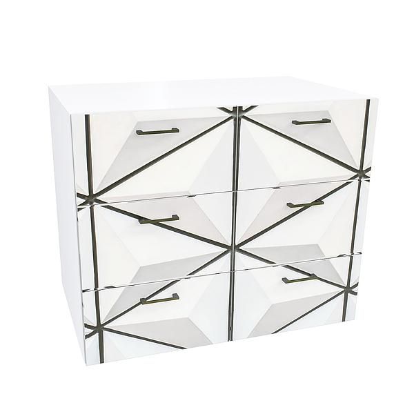 Comoda JUMBO 6 sertare 90x76x57 - Carcasa: PAL Alb - Fete: PAL Printat