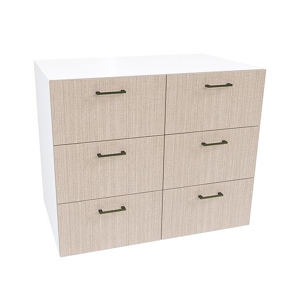 Comoda JUMBO 6 sertare 90x73x43 - Carcasa: PAL Alb - Fete: PAL Greige Tessea