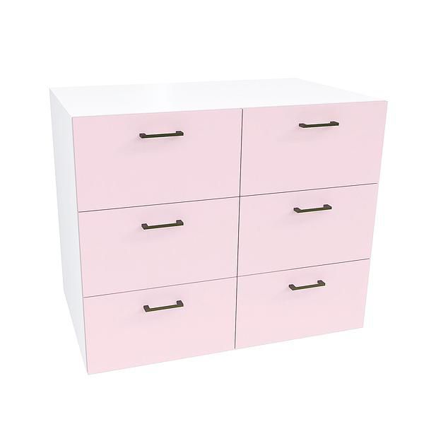 Comoda JUMBO 6 sertare 90x73x43 - Carcasa: PAL Alb - Fete: PAL Marshmallow 