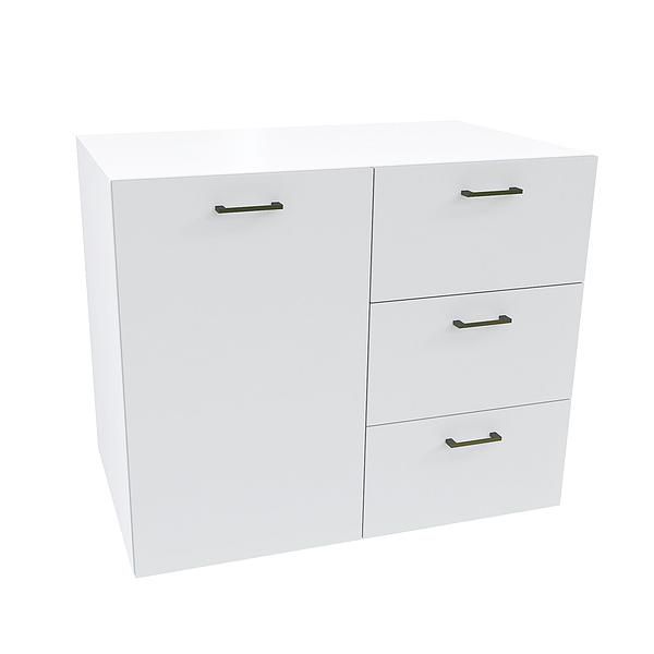 Comoda JUMBO 3 sertare 90x76x57 - Carcasa: PAL Alb - Fete: PAL Alb 1