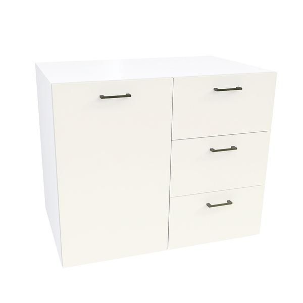 Comoda JUMBO 3 sertare 90x76x57 - Carcasa: PAL Alb - Fete: PAL Migdala 1