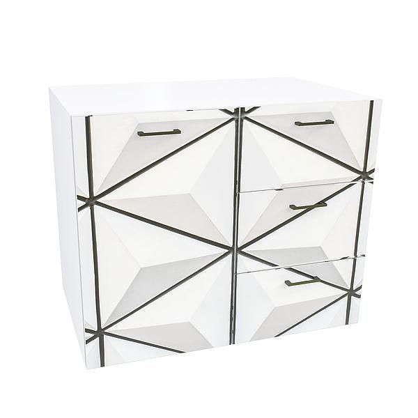 Comoda JUMBO 3 sertare 90x76x57 - Carcasa: PAL Alb - Fete: PAL Printat