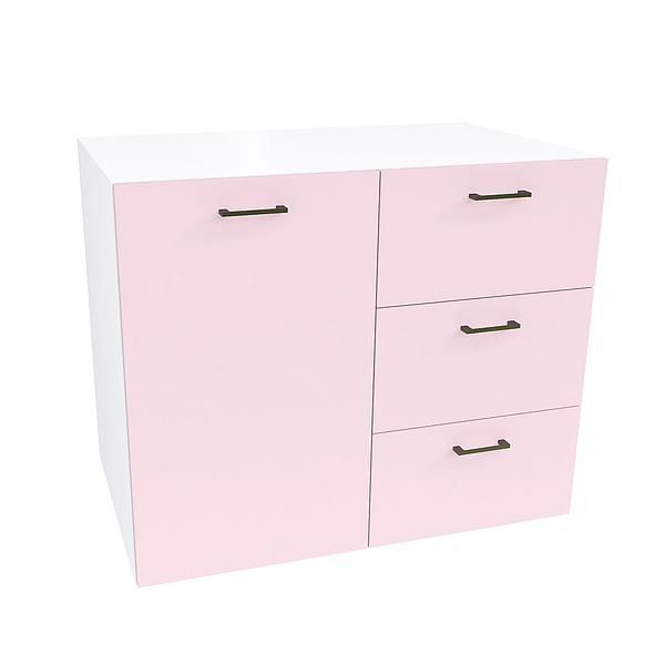 Comoda JUMBO 3 sertare 90x76x57 - Carcasa: PAL Alb - Fete: PAL Marshmallow 