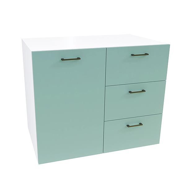 Comoda JUMBO 3 sertare 90x73x43 - Carcasa: PAL Alb - Fete: PAL Amurg