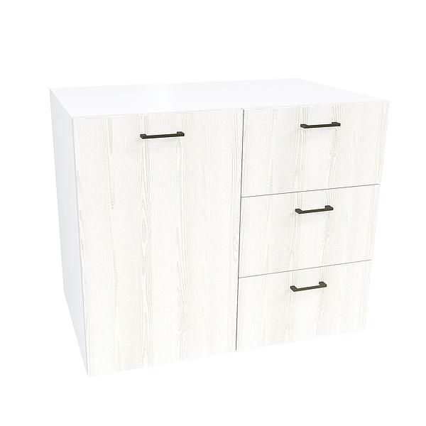 Comoda JUMBO 3 sertare 90x73x43 - Carcasa: PAL Alb - Fete: PAL Pin Alb 08