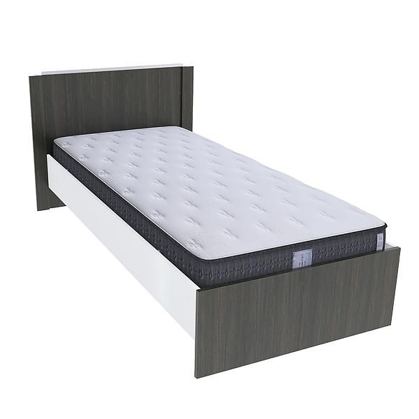 Pat single JUMBO 90x200 - Carcasa: PAL Alb - Fete: PAL Lemn Antracit 1 - Tablie: Netapitata