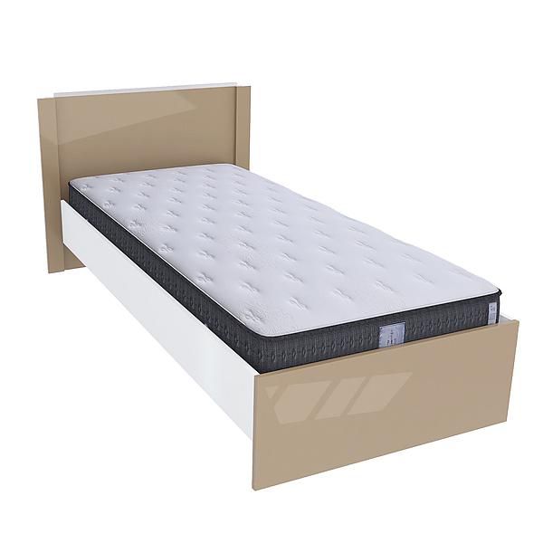 Pat single JUMBO 90x200 - Carcasa: PAL Alb - Fete: MDF Lucios Capucino - Tablie: Netapitata