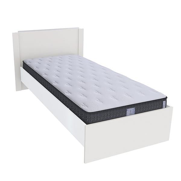 Pat single JUMBO 90x200 - Carcasa: PAL Alb - Fete: PAL Migdala 1 - Tablie: Netapitata