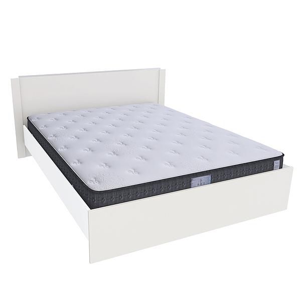 Pat dublu JUMBO 140x200 - Carcasa: PAL Alb - Fete: PAL Migdala 1 - Tablie: Netapitata