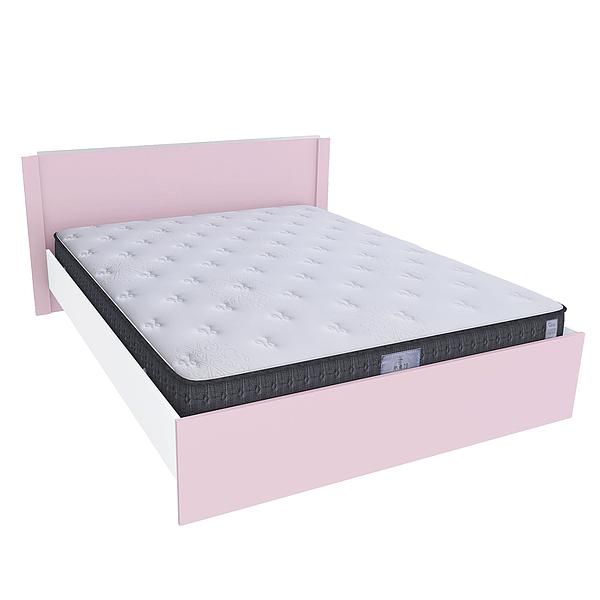 Pat dublu JUMBO 140x200 - Carcasa: PAL Alb - Fete: PAL Marshmallow  - Tablie: Netapitata