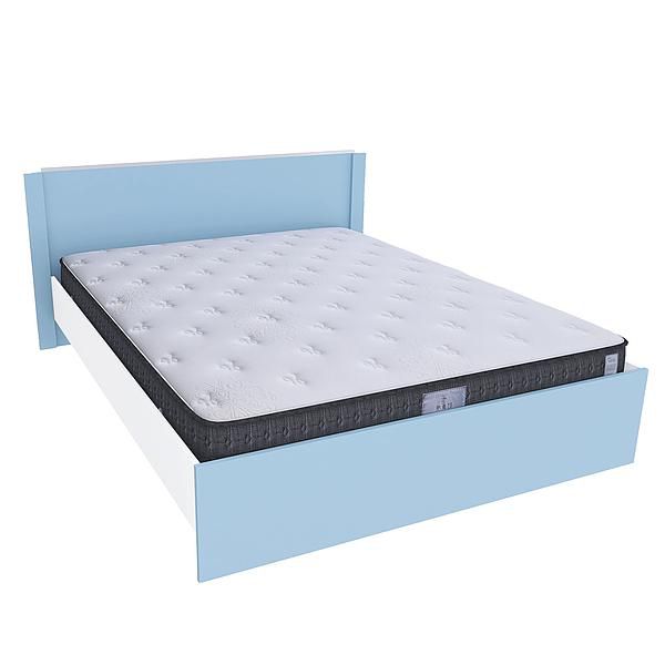 Pat dublu JUMBO 160x200 - Carcasa: PAL Alb - Fete: PAL Surf Blue - Tablie: Netapitata