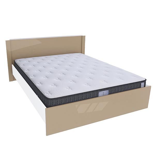 Pat dublu JUMBO 160x200 - Carcasa: PAL Alb - Fete: MDF Lucios Capucino - Tablie: Netapitata