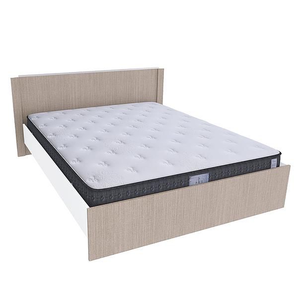 Pat dublu JUMBO 160x200 - Carcasa: PAL Alb - Fete: PAL Greige Tessea - Tablie: Netapitata