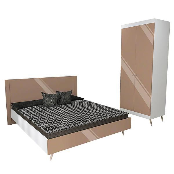 Set scandinav THOR (T65 + T4) - Carcasa: PAL Alb - Fete: MDF Lucios Capucino - Tablie: Netapitata