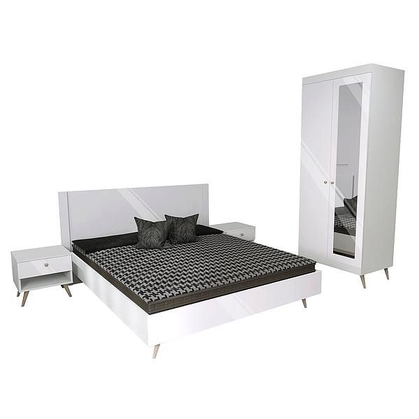 Set scandinav THOR (T64 + 2xT51 + T4 + O) - Carcasa: PAL Alb - Fete: MDF Lucios Alb - Tablie: Netapitata