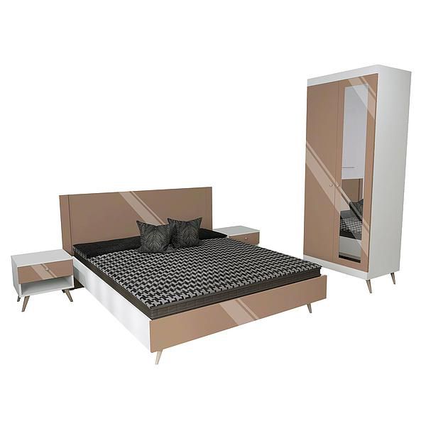 Set scandinav THOR (T64 + 2xT51 + T4 + O) - Carcasa: PAL Alb - Fete: MDF Lucios Capucino - Tablie: Netapitata