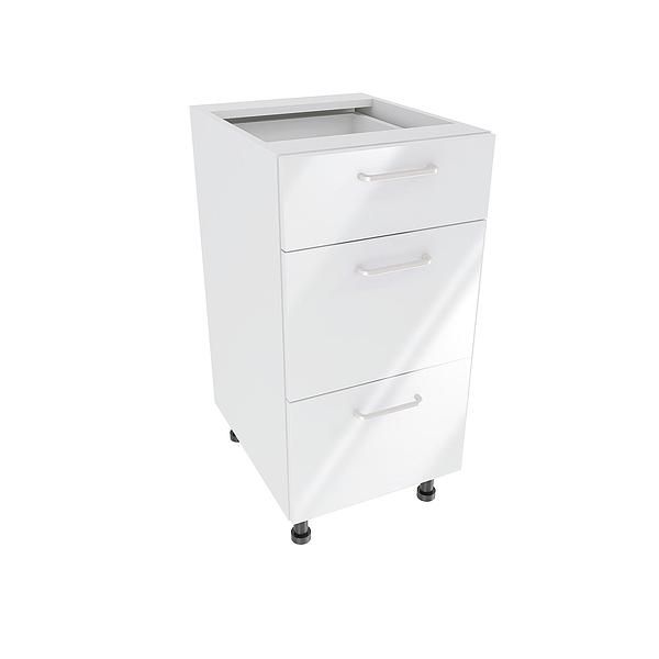 Corp baza 3 sertare DOMINO 40X82X53 - Fete: MDF Lucios Alb