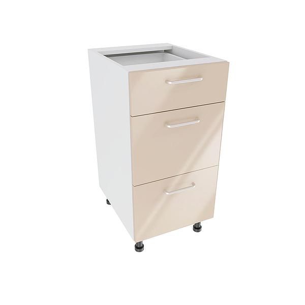 Corp baza 3 sertare DOMINO 40X82X53 - Fete: MDF Lucios Crem