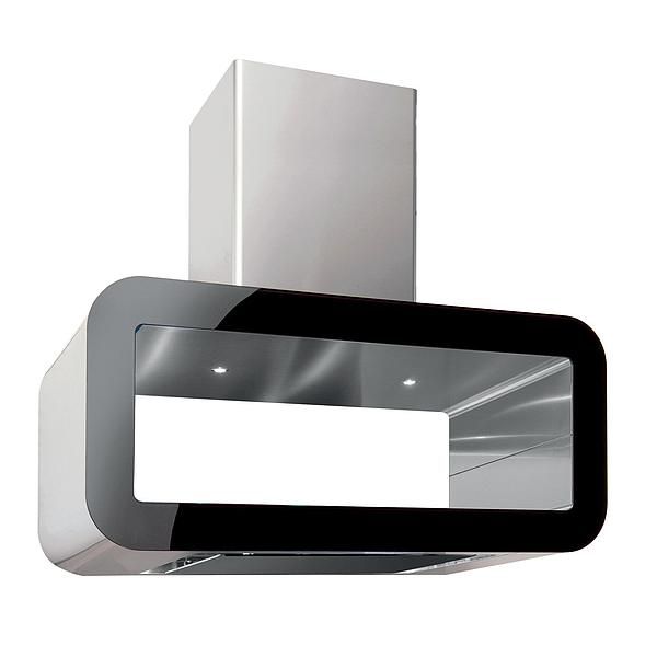 Hota insula Pyramis CORSO, 90cm, 704mc/h, 43dB, Touch Control, Inox si Sticla Neagra