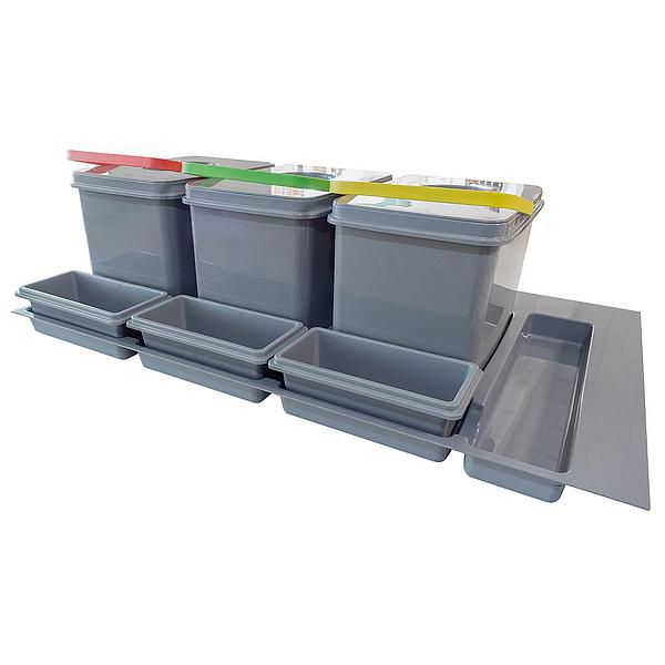 Cos de gunoi selectiv cu 3 compartimente - pentru corp de 90cm